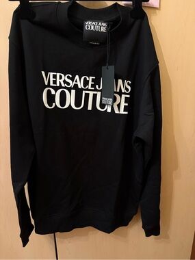 Versace Black and White Logo Crewneck Sweatshirt